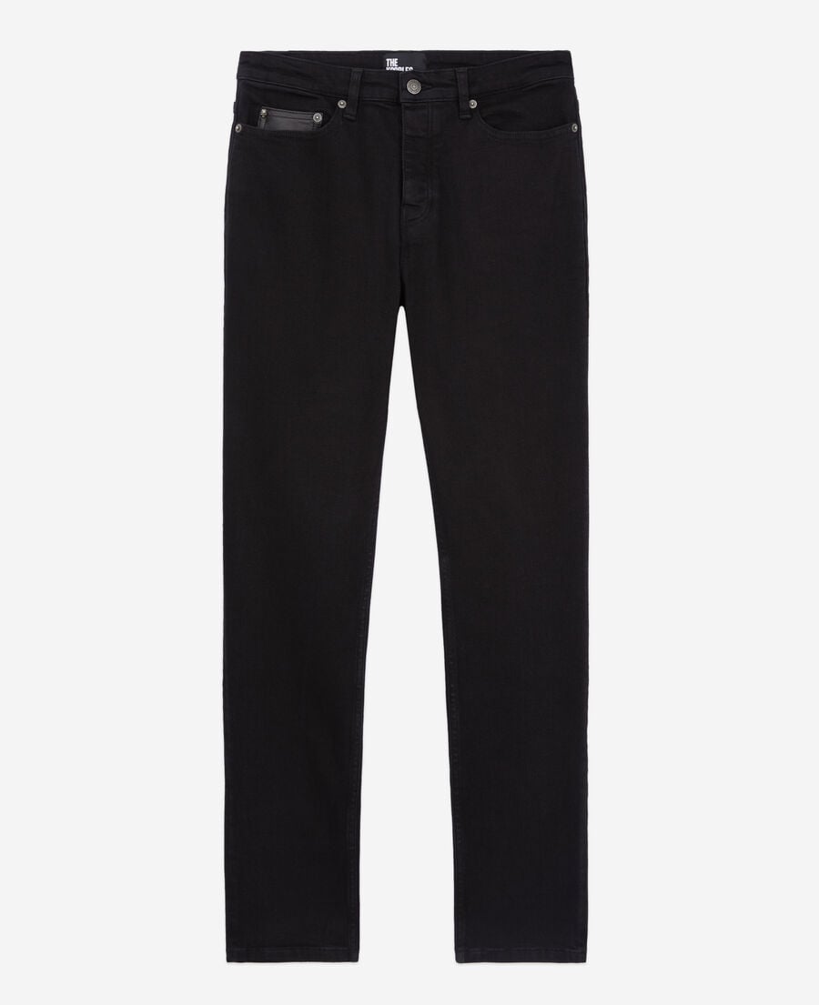 The Kooples MEN BLACK slim black jeans with leather pocket