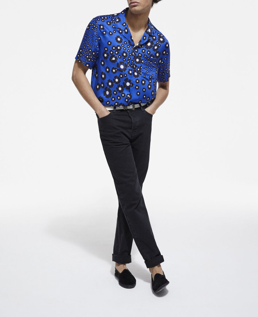 The Kooples H NAVY / BLACK floral hawaiian collar shirt