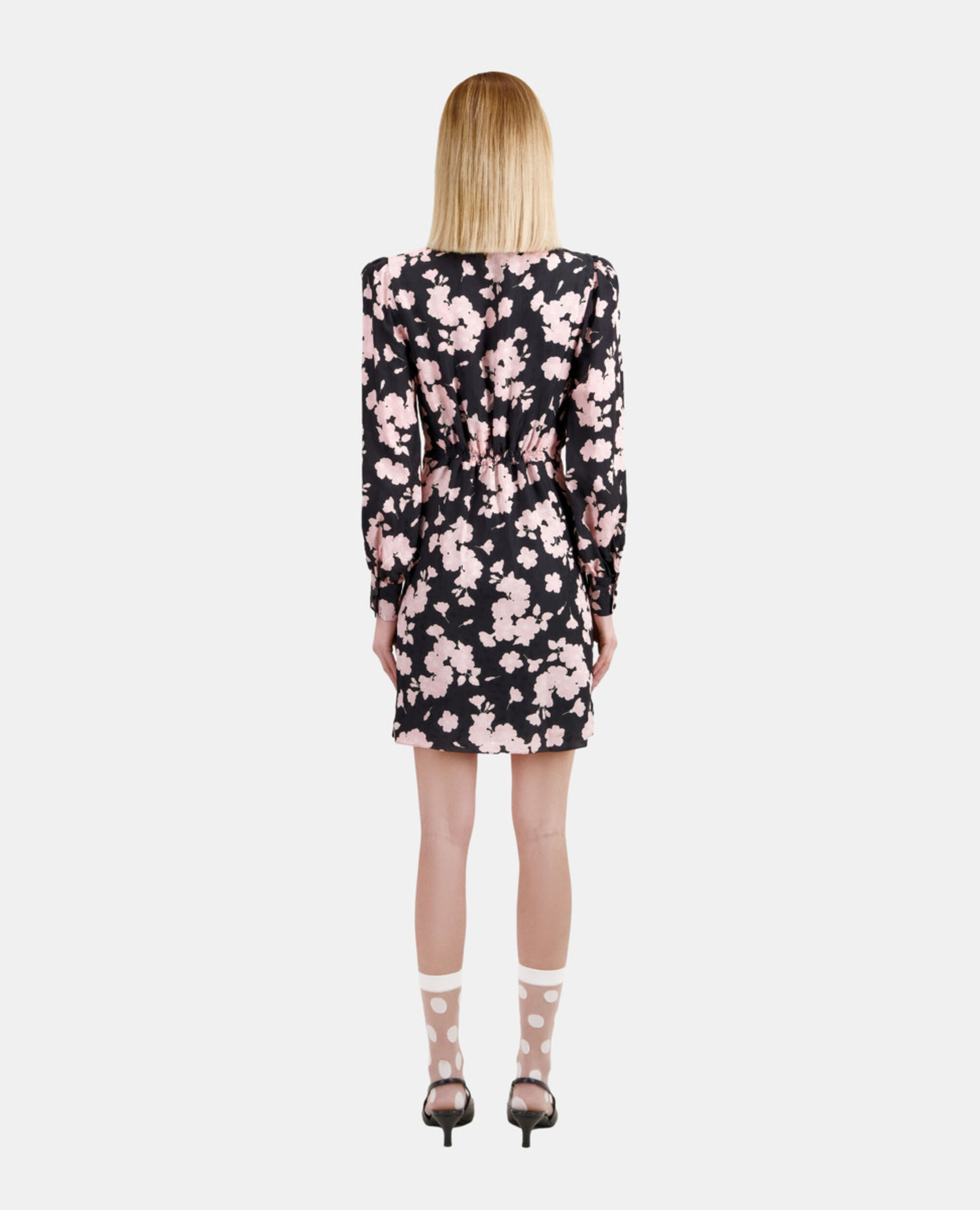 Long printed dress with draping, BLACK / PINK, hi-res image number null
