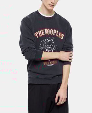 The Kooples HOMME BLACK WASHED sweatshirt sérigraphié noir