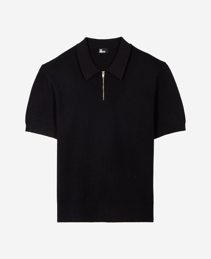 The Kooples MEN DARK NAVY navy polo-neck zip sweater