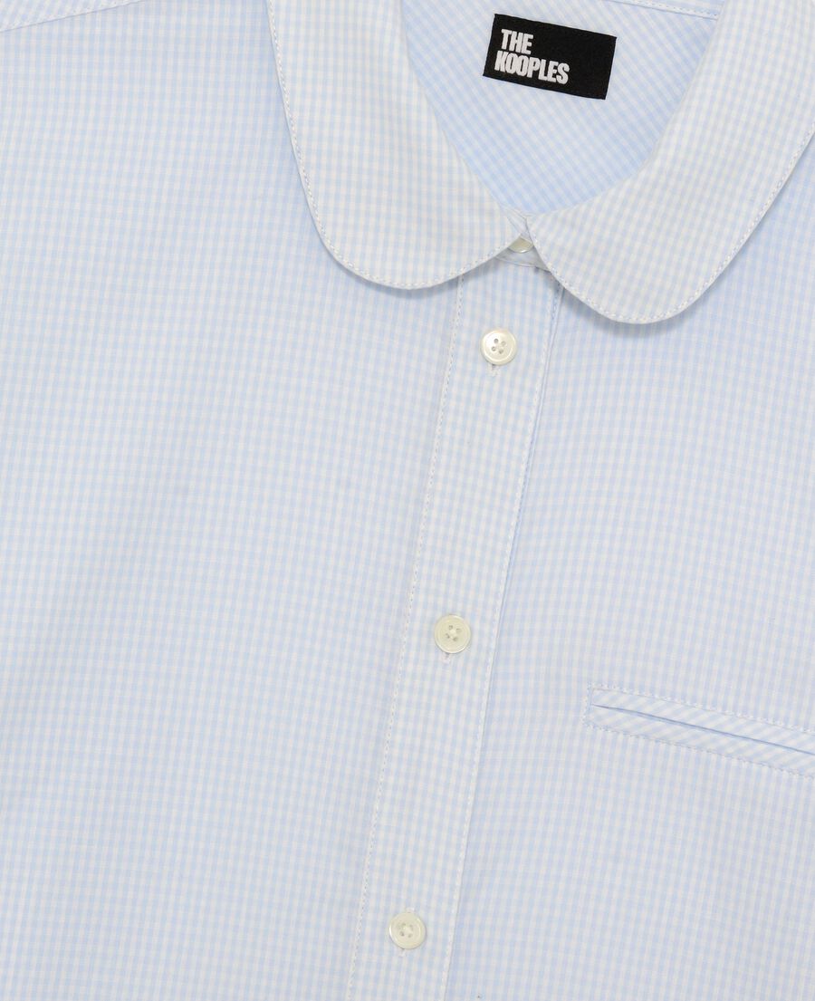 The Kooples WOMEN BLUE WHITE light blue micro check shirt