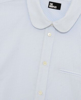 The Kooples WOMEN BLUE WHITE light blue micro check shirt