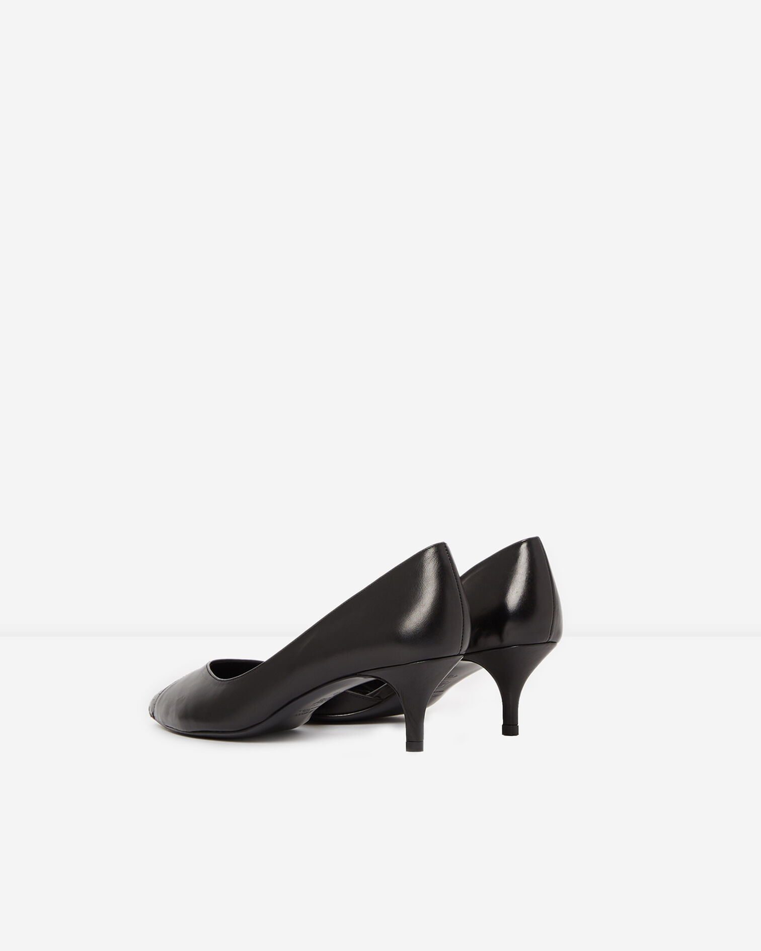 Black leather shoes with small heels, BLACK, hi-res image number null