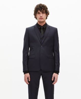 The Kooples HOMME DARK NAVY veste de costume coupe droite en laine bleue