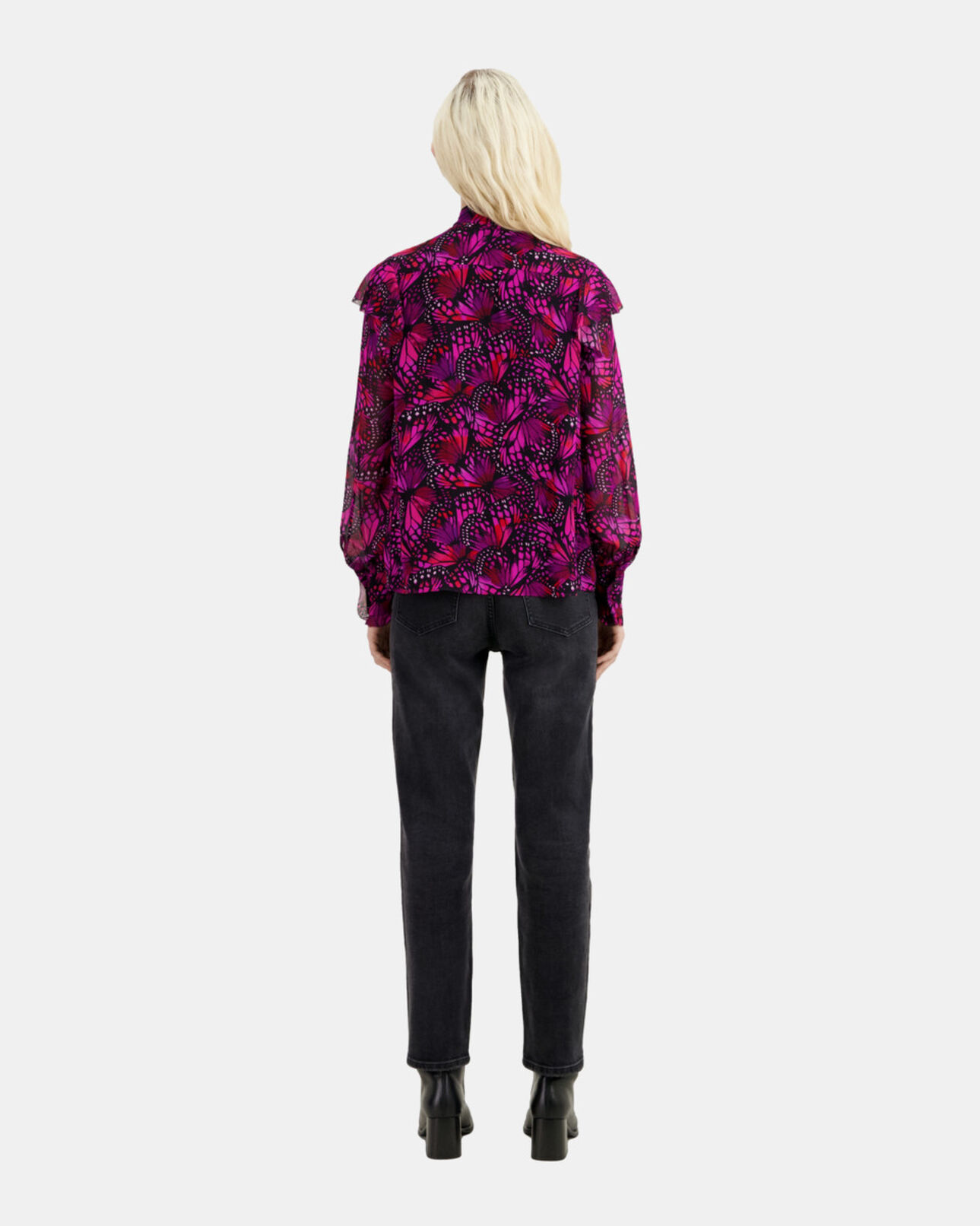 The Kooples WOMEN PINK printed top with ruffles