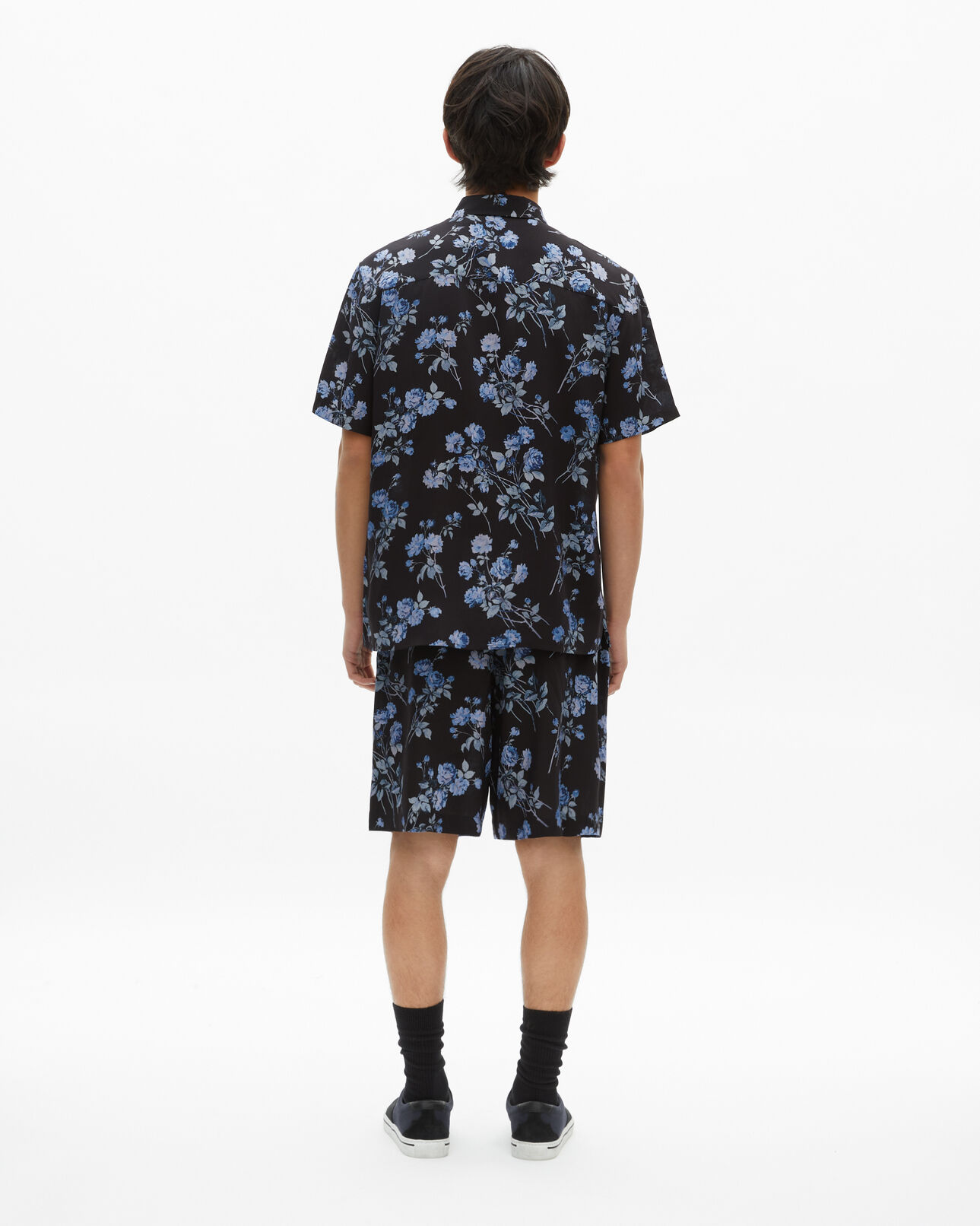 The Kooples MEN BLACK BLUE black floral print shirt