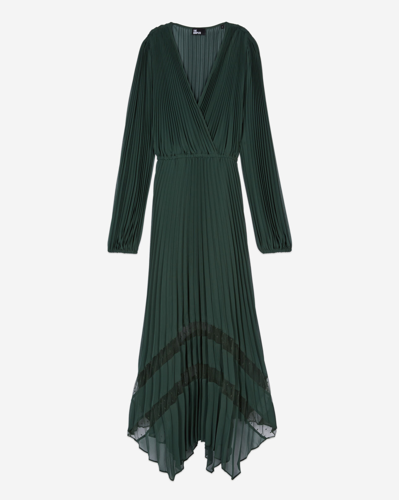 The Kooples WOMEN WOOD KAKI green pleated long dress