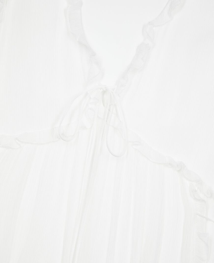The Kooples DAMEN ECRU ecrufarbenes kurzes kleid mit rüschen
