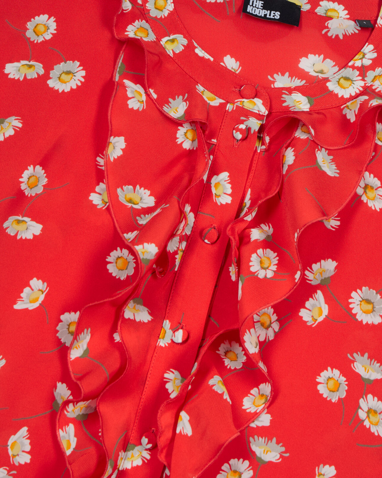 The Kooples DAMEN RED / WHITE shirt mit blumendruck und rüschen