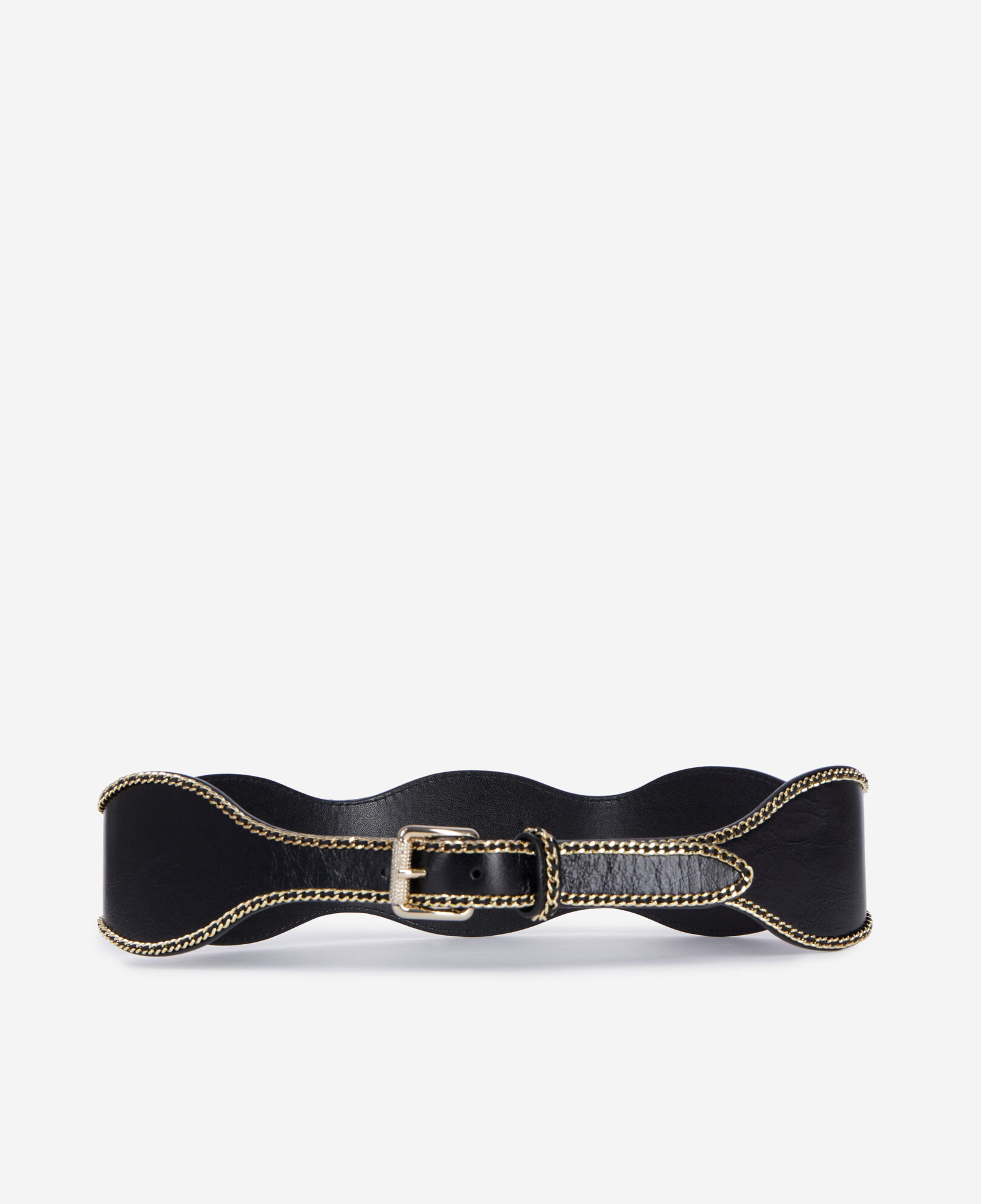 The Kooples FEMME BLACK ceinture large avec chaînes en cuir noir