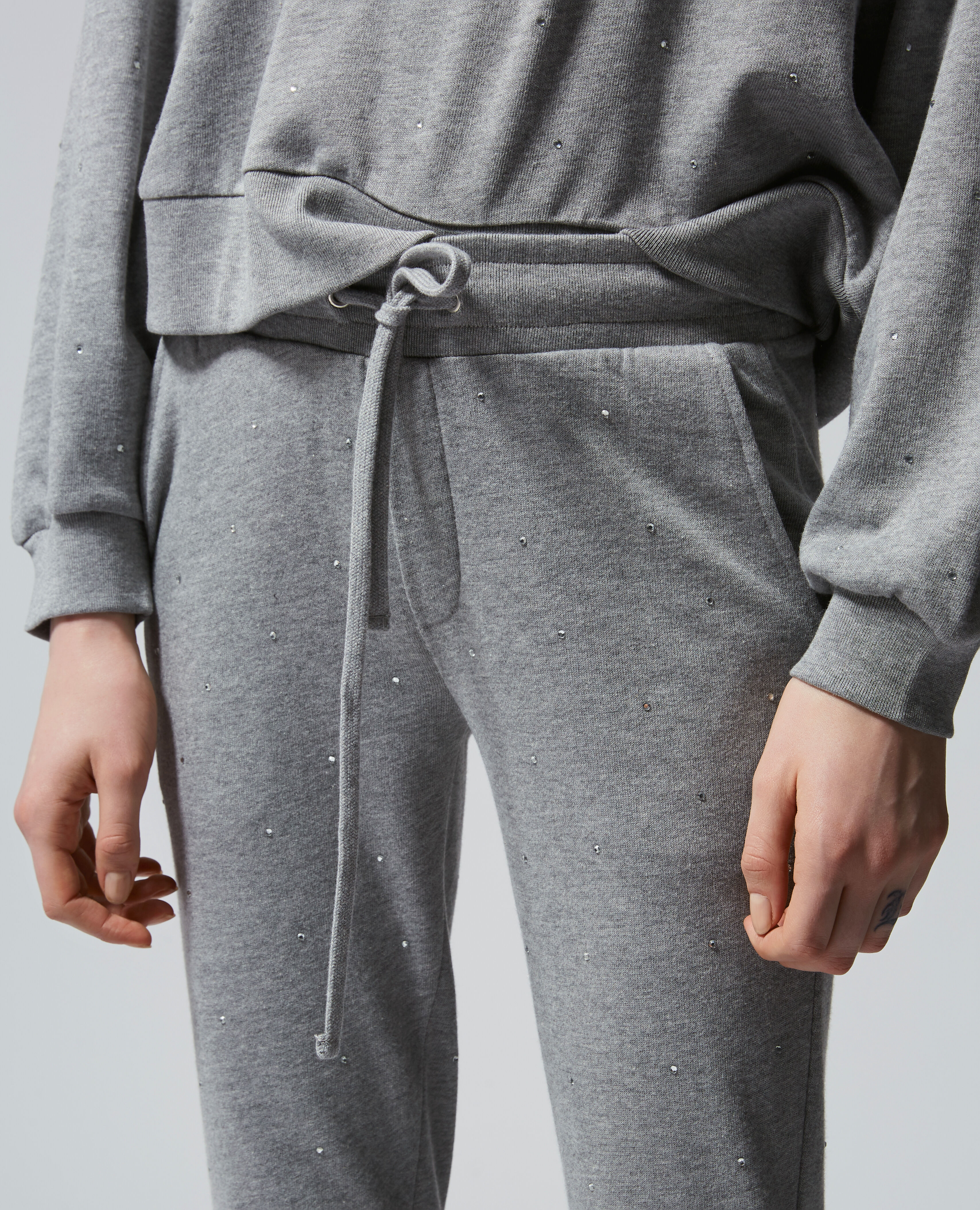 Cotton grey joggers with rhinestones The Kooples