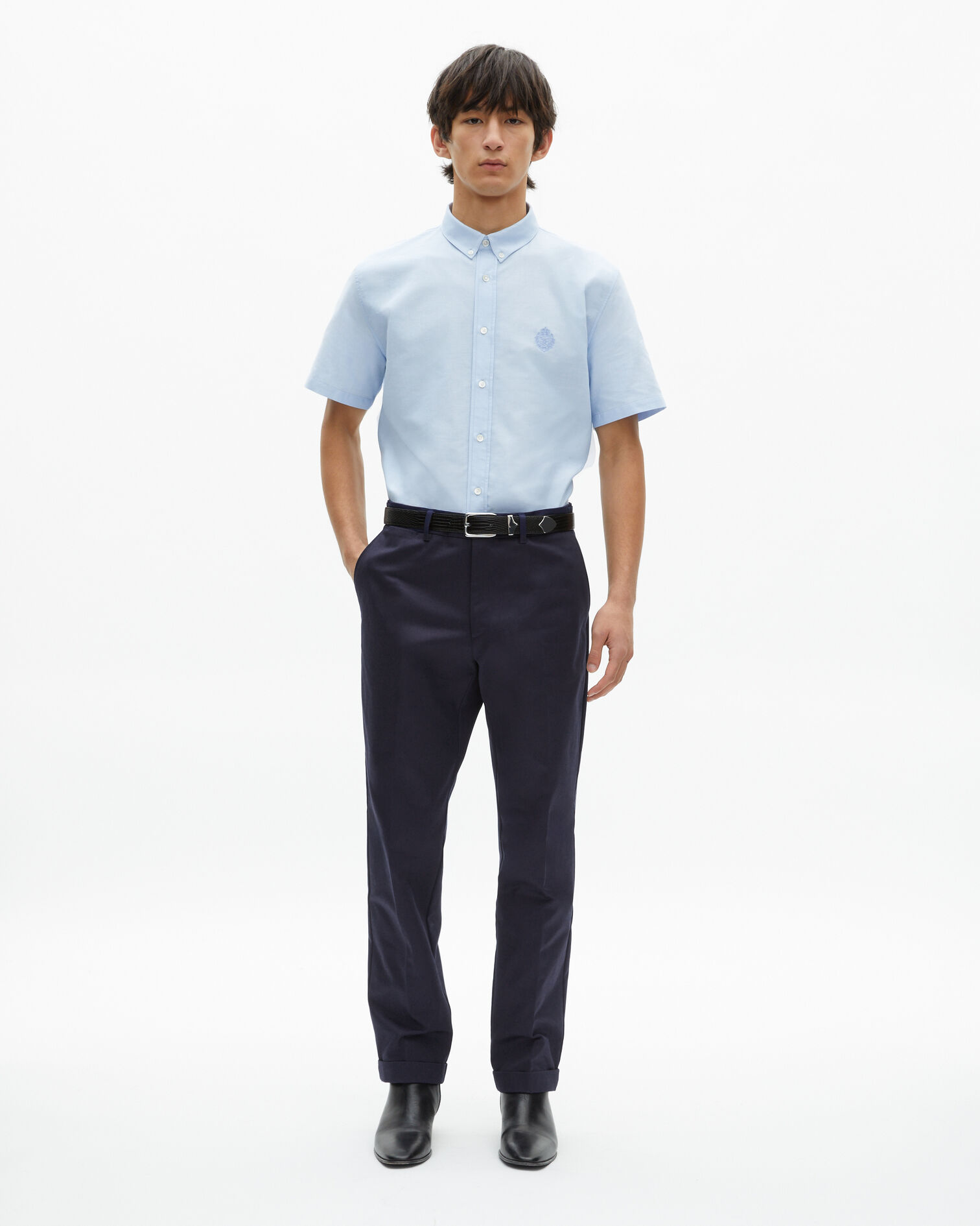 Pantalon ajusté marine, DARK NAVY, hi-res image number null