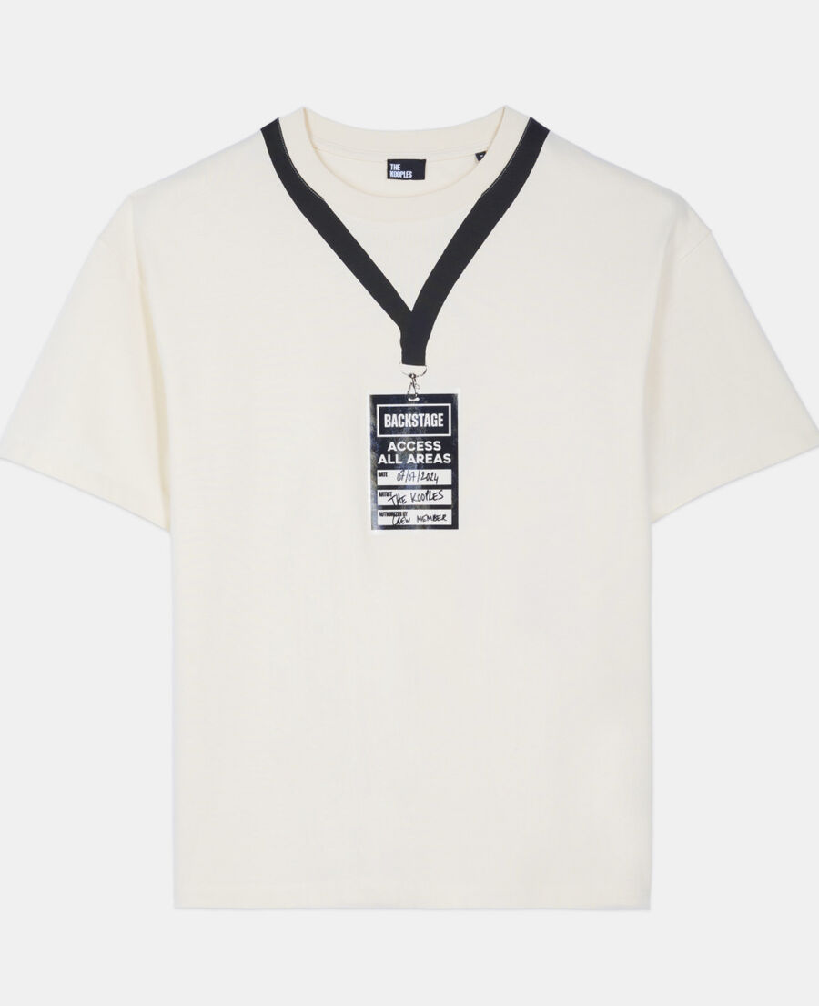 The Kooples HERREN ECRU weißes t-shirt mit backstage-siebdruck