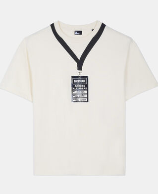 The Kooples HERREN ECRU weißes t-shirt mit backstage-siebdruck