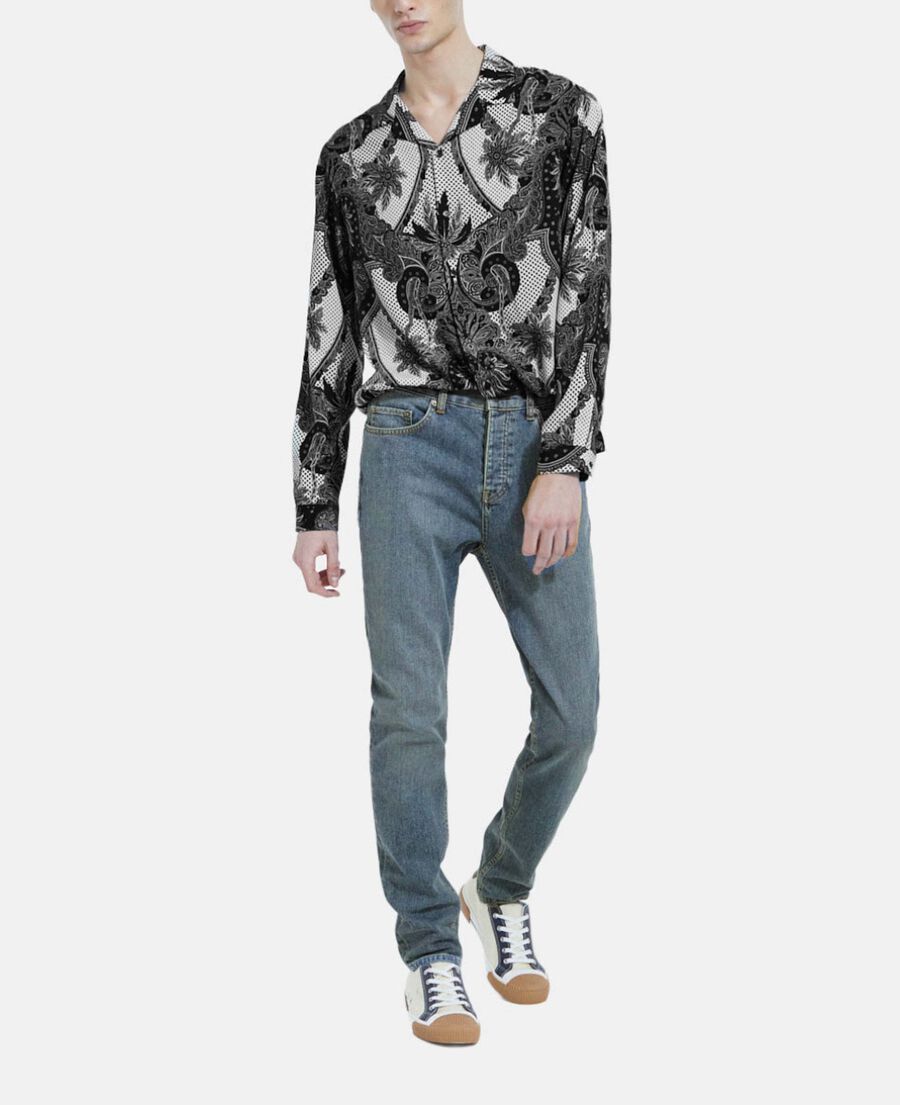 The Kooples HOMME BLACK WHITE chemise col requin noire