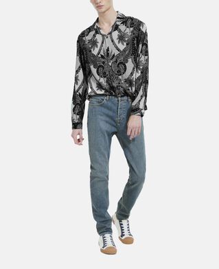 The Kooples HOMME BLACK WHITE chemise col requin noire