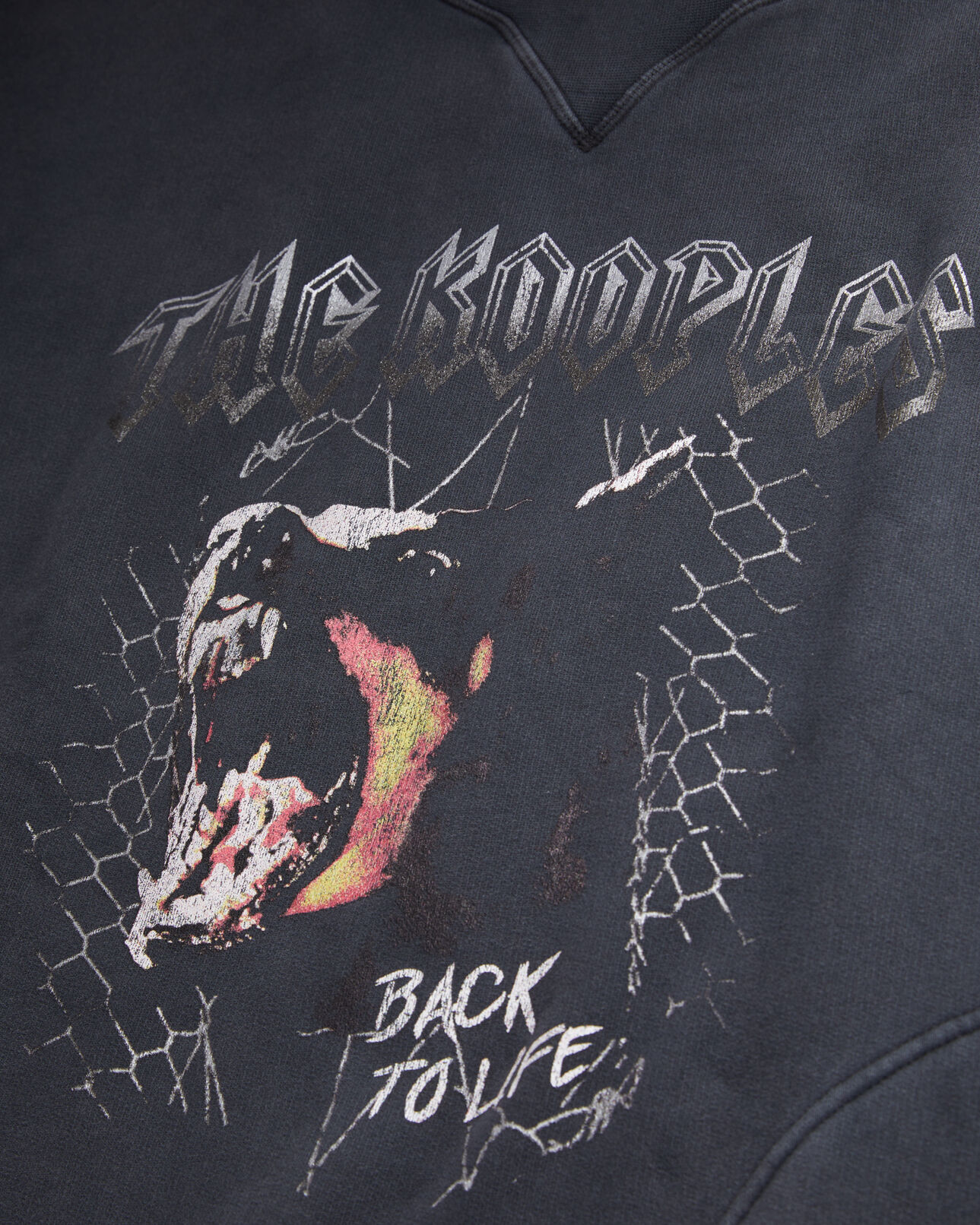 The Kooples WOMEN BLACK WASHED women's black sweatshirt dress with barking dog serigraphy
