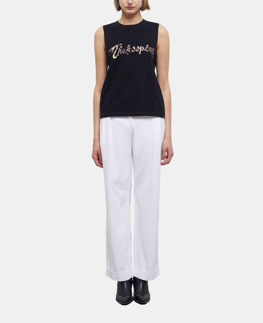 women's black t-shirt with snake logo print