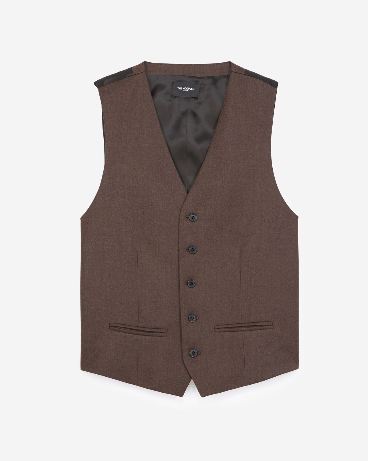 The Kooples HOMME BROWN gilet de costume laine marron fit