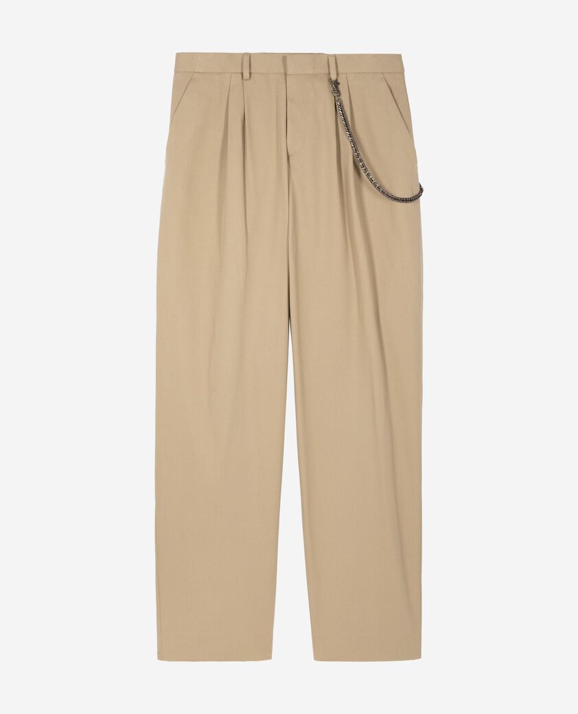 The Kooples HOMME SAND pantalon &agrave; pinces coupe large beige