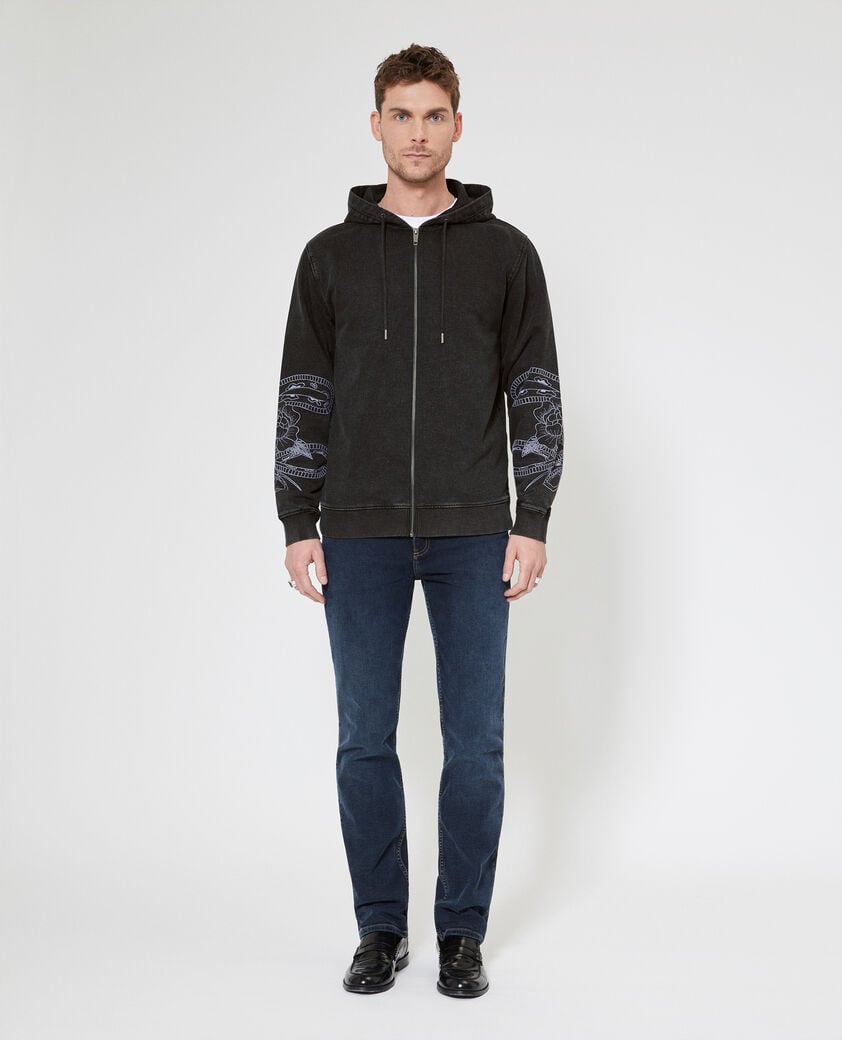 The Kooples HOMBRE BLACK WASHED sudadera con capucha y bordado negro