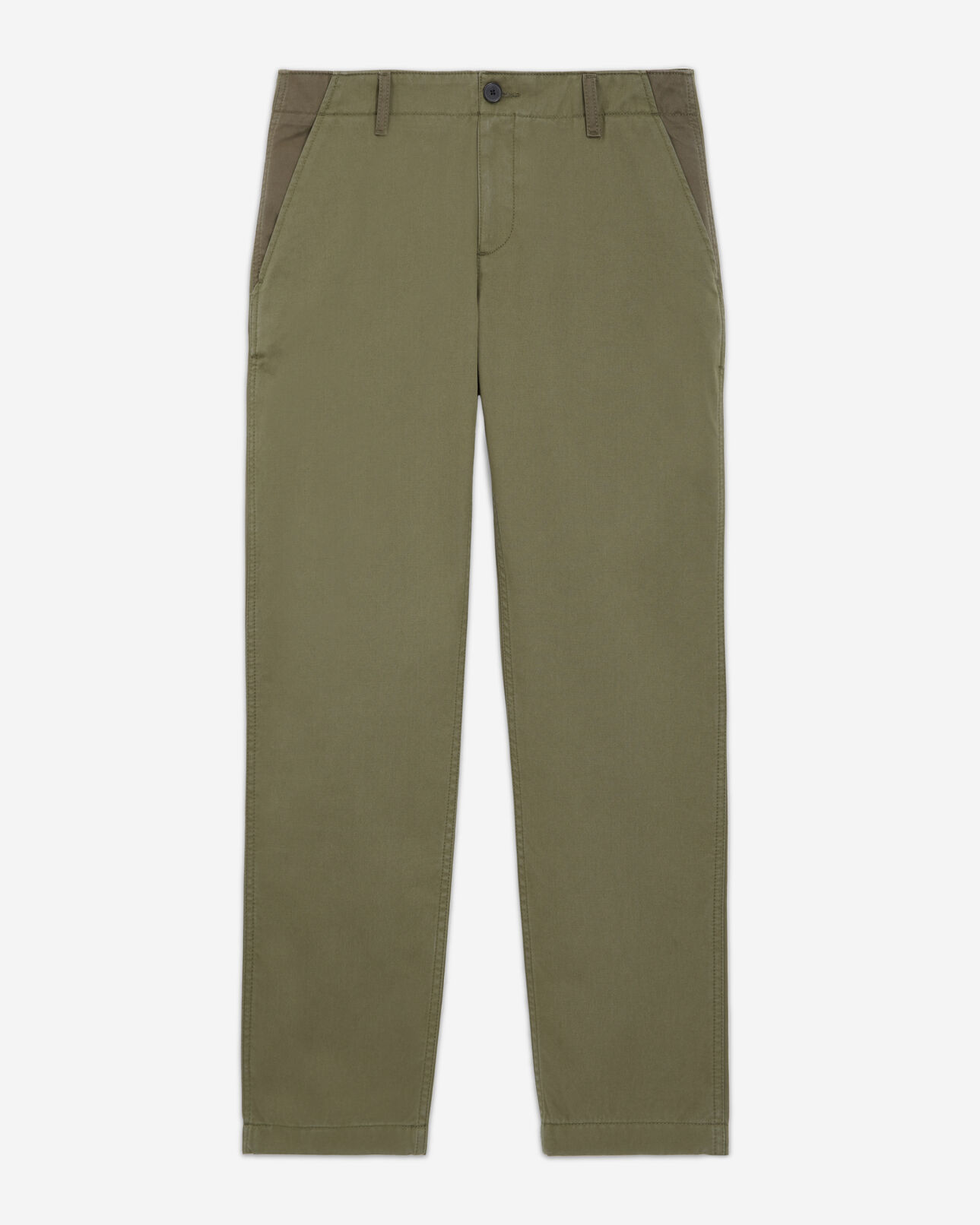 The Kooples FEMME OLIVE NIGHT pantalon droit patchwork kaki