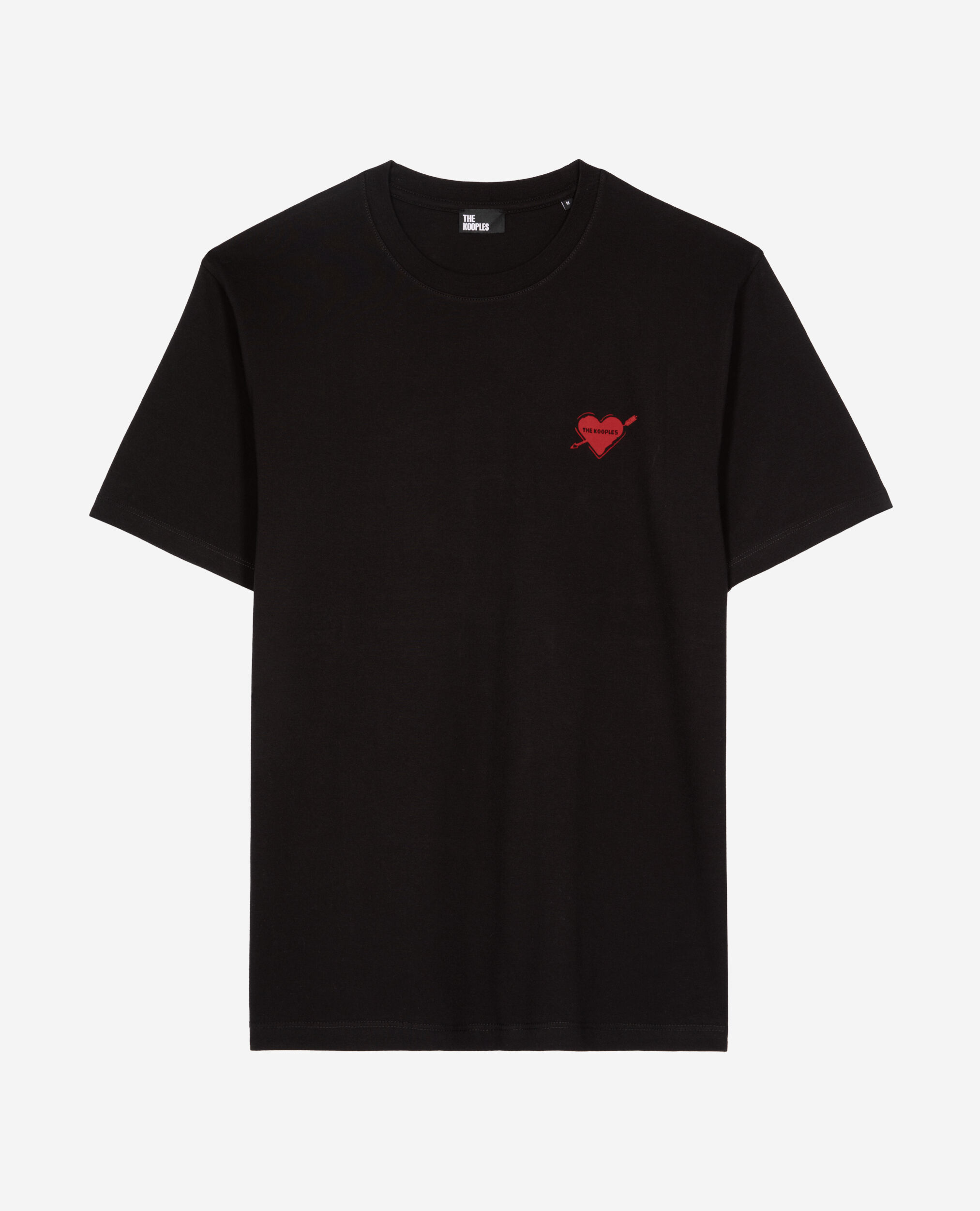 Schwarzes T-Shirt mit Beflockung, BLACK, hi-res image number null