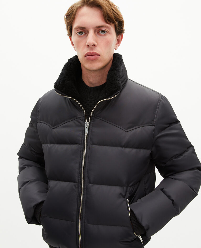 The Kooples HERREN STONE daunenjacke mit grauem kragen in pelzoptik