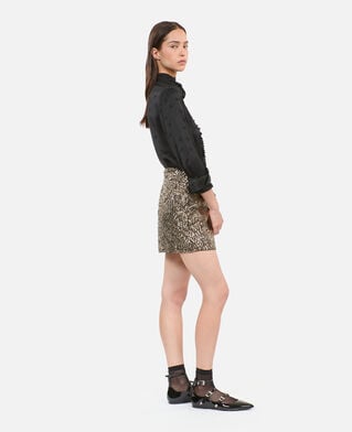 The Kooples FEMME GOLD jupe courte à sequins dorée