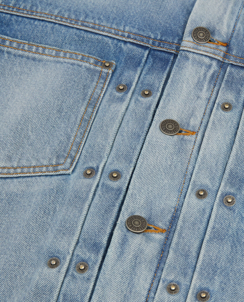 The Kooples HERREN BLUE DENIM blauer blouson aus gewaschenem denim