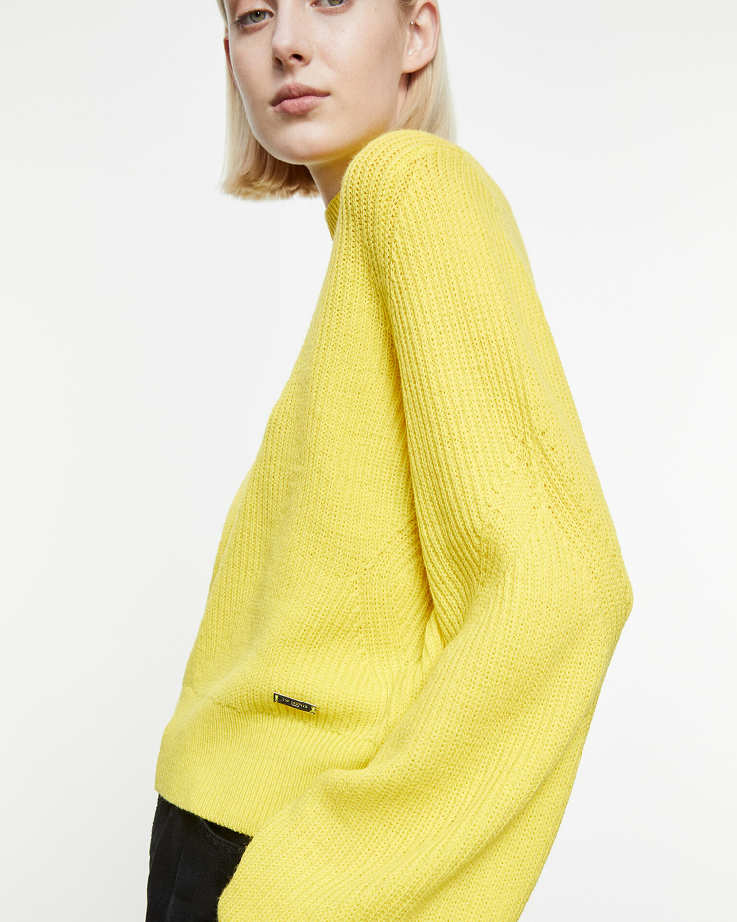 Pull laine mérinos jaune, YELLOW, hi-res image number null