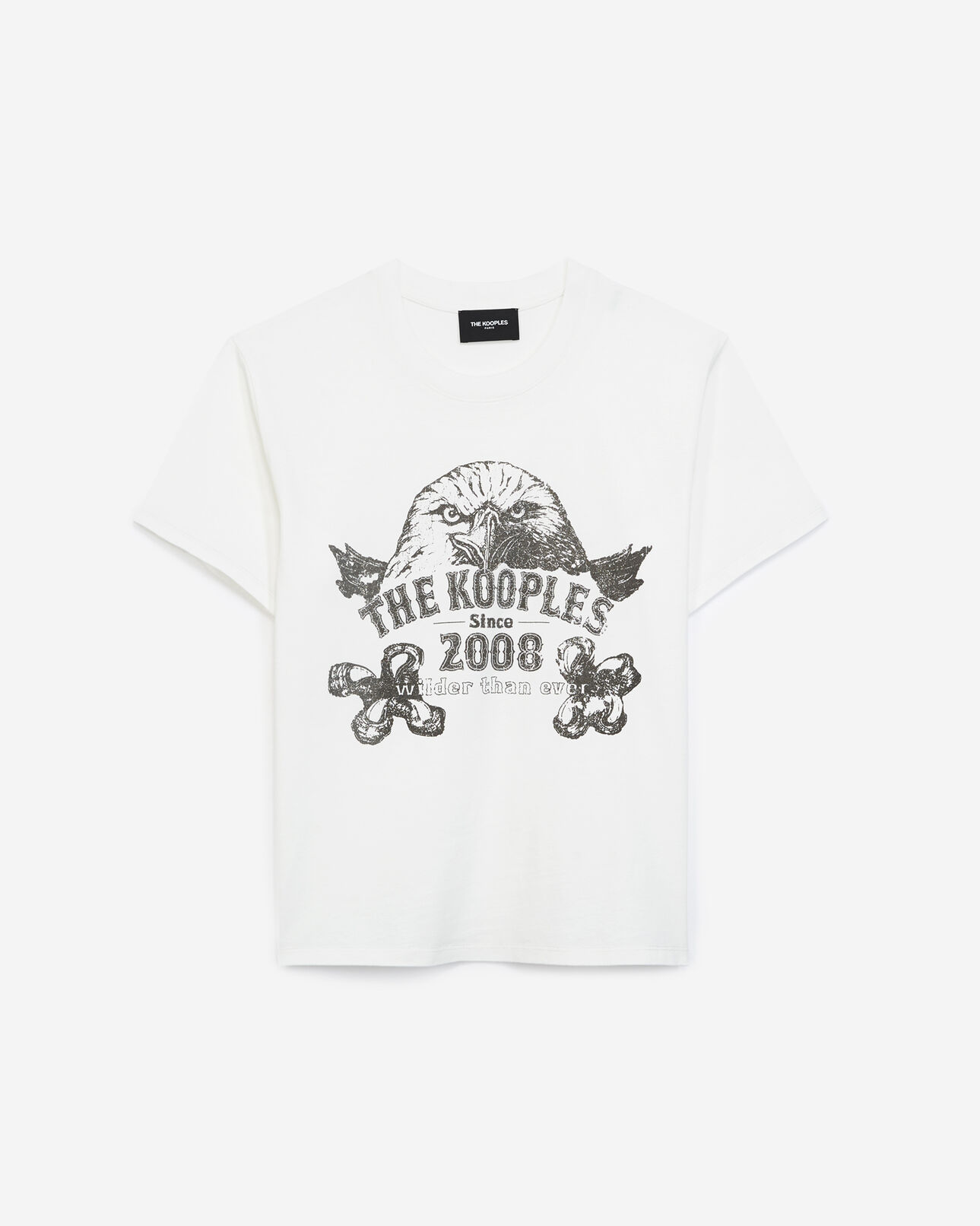 The Kooples WOMEN ECRU ecru cotton t-shirt w/screen print