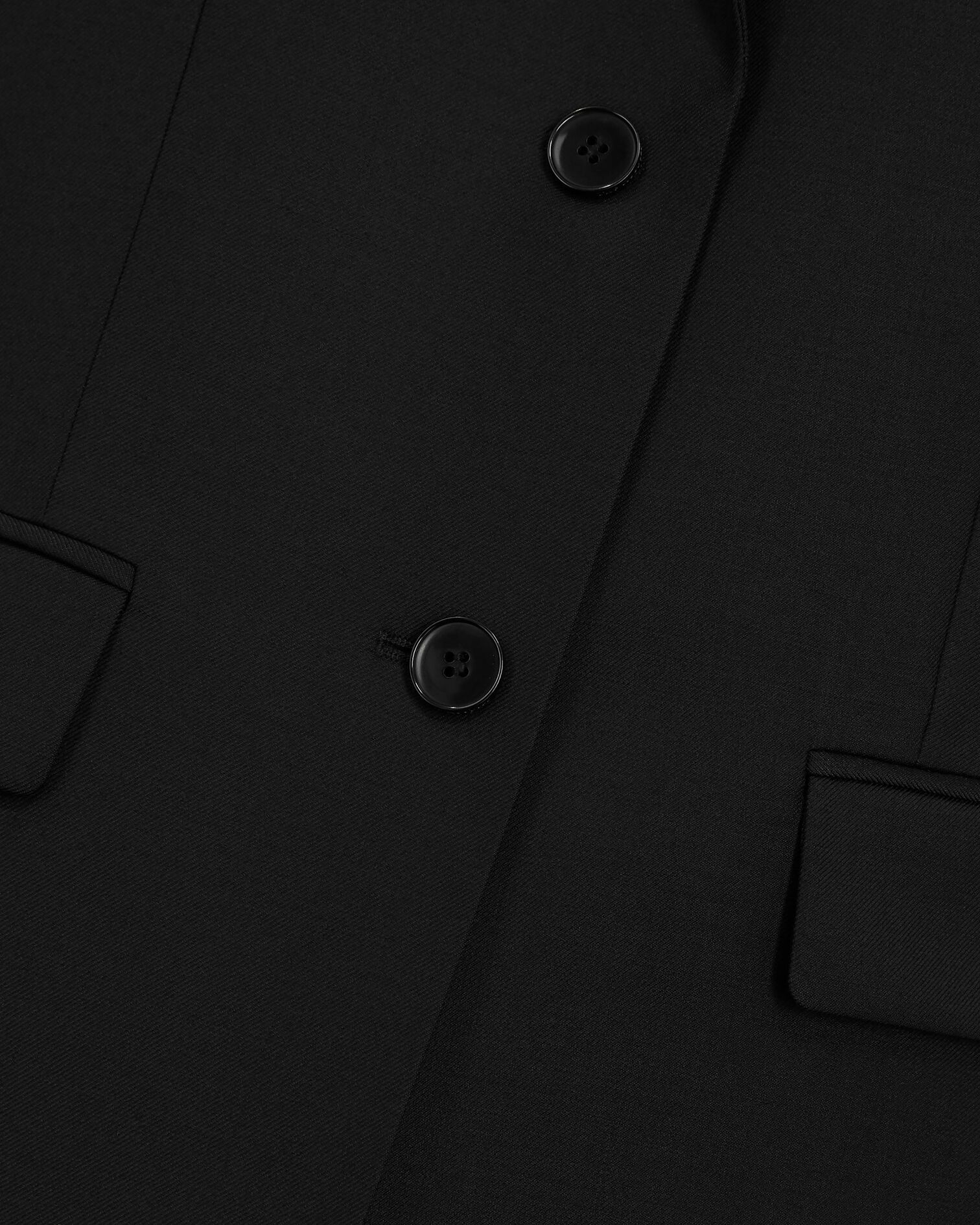 Black slim-fit wool suit jacket, BLACK, hi-res image number null