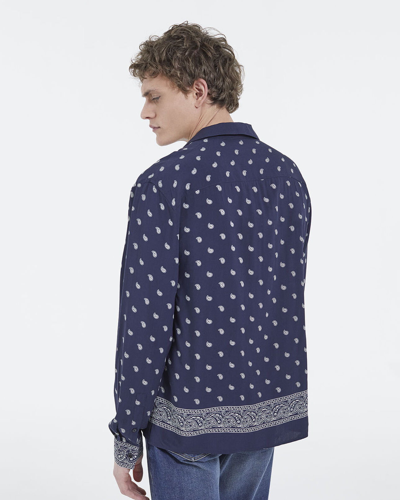 The Kooples H NAVY ECRU shirt with shark collar