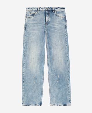 The Kooples FEMME BABY BLUE jean large avec strass bleu clair