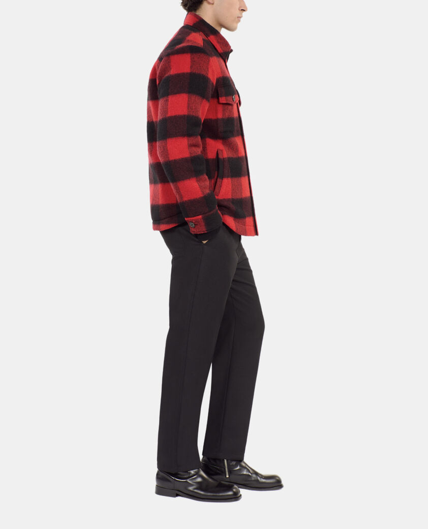 The Kooples HOMME RED / BLACK blouson style surchemise à carreaux