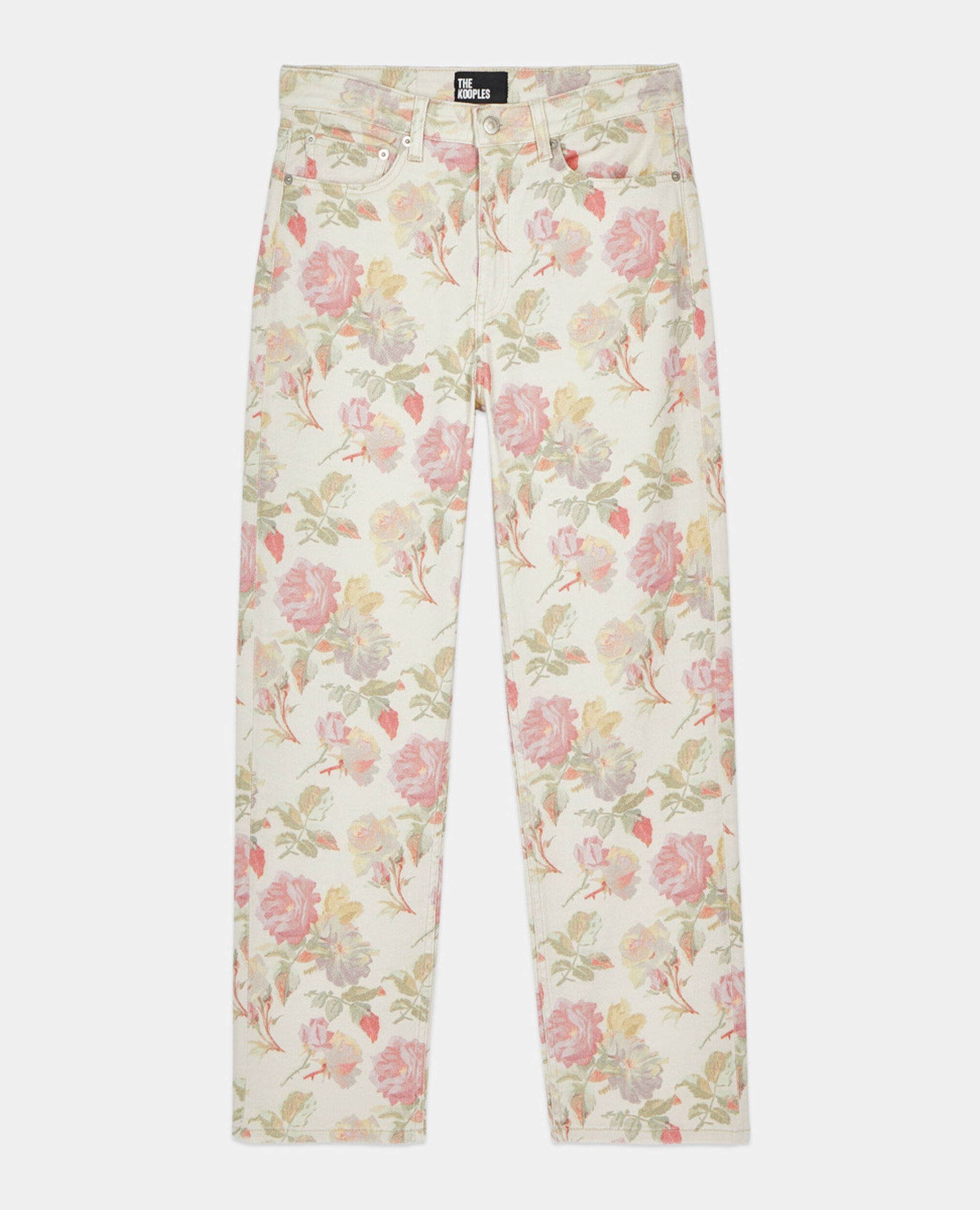 Floral printed boyfriend jeans, ECRU, hi-res image number null
