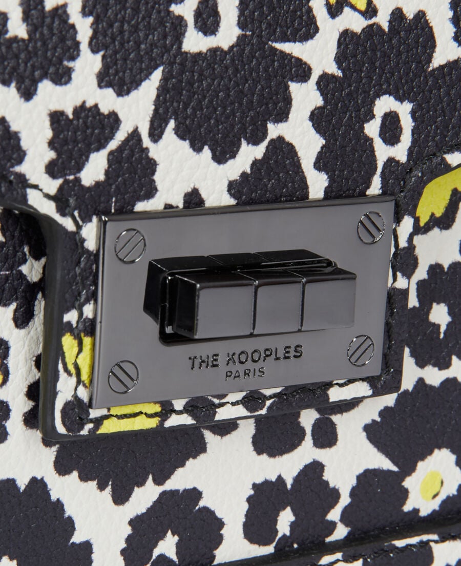 The Kooples FEMME BLACK / YELLOW / WHITE sac emily small en cuir imprim&eacute;