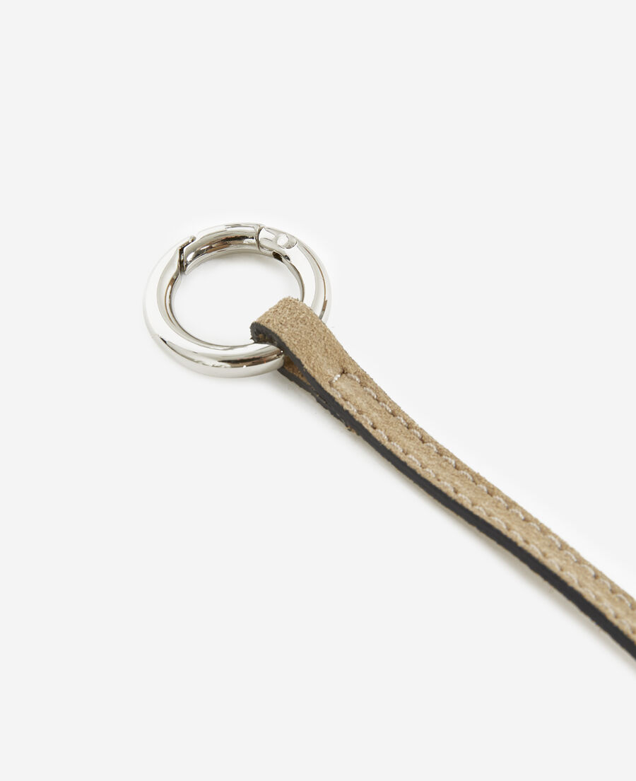 beige suede leather pompom