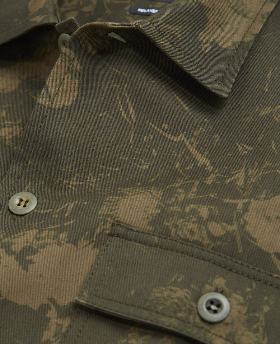 khaki cotton jacket with camouflage print