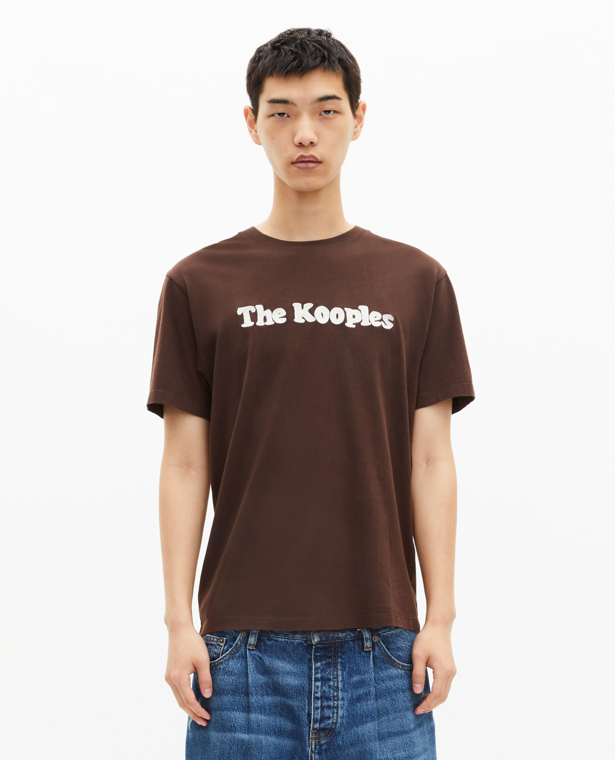 T-shirt avec broderie marron, BROWN, hi-res image number null