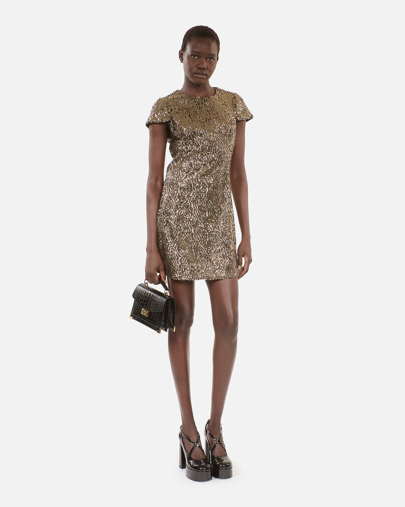 The Kooples WOMEN GOLD short dress with golden sequins