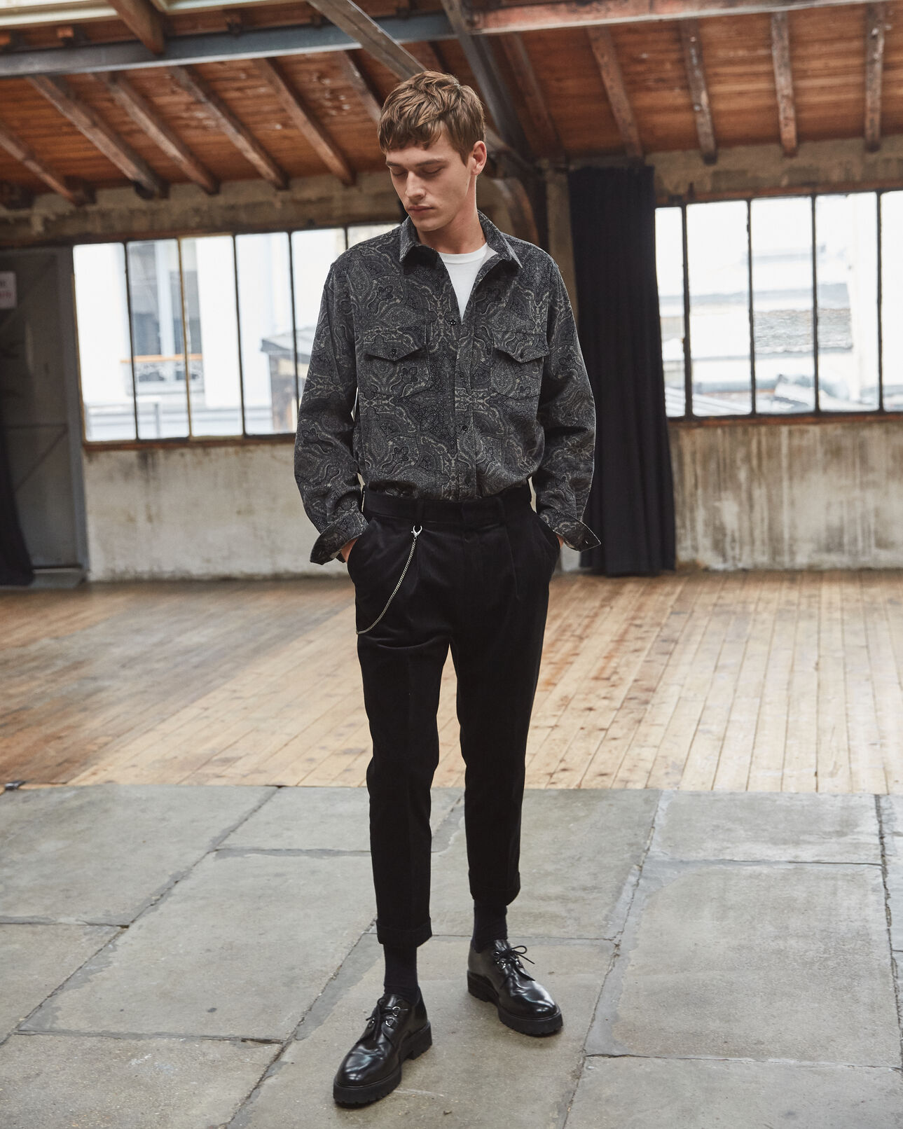 The Kooples MEN BLACK black ribbed velvet trousers