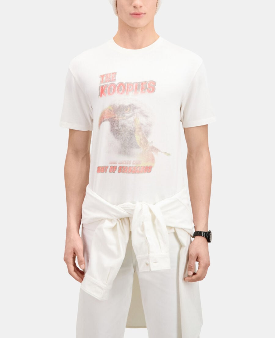 The Kooples HERREN ECRU ecrufarbenes t-shirt mit „eagle“-siebdruck