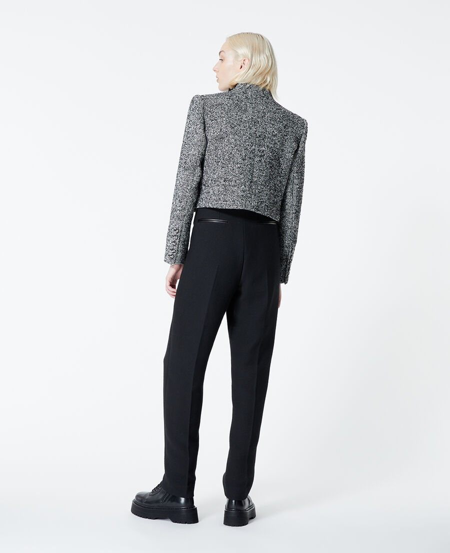 Flecked black and white wool jacket | The Kooples - UK