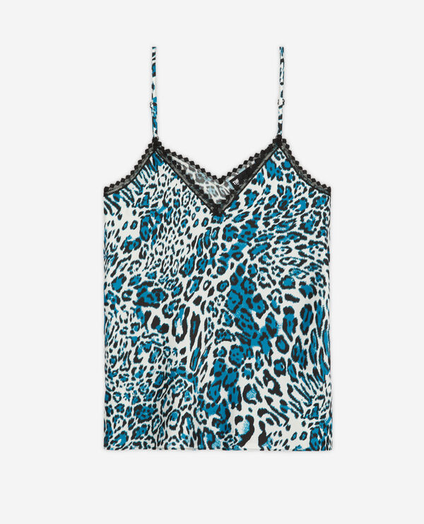 printed silk camisole with lace details