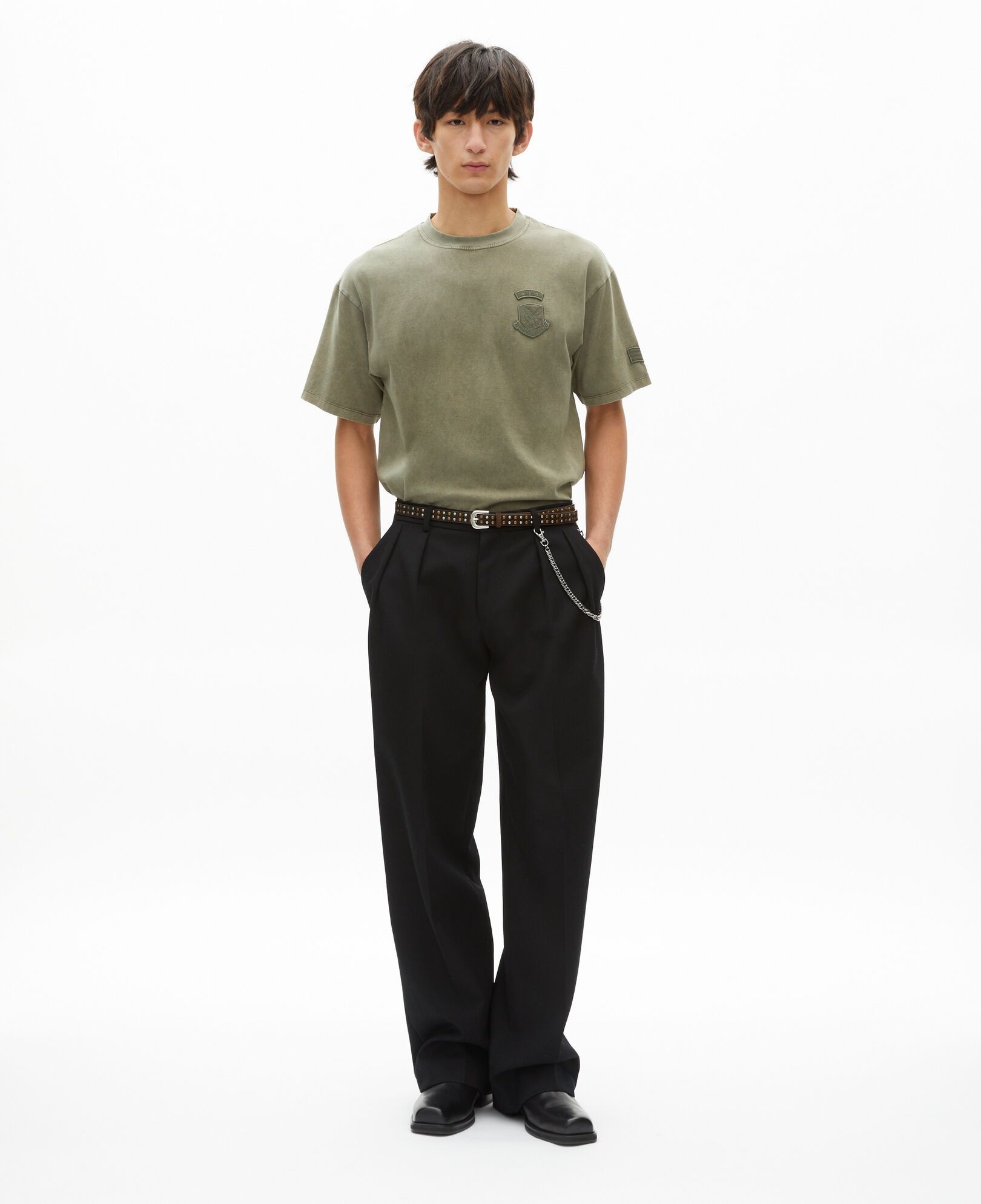 The Kooples HOMME KAKI t-shirt avec patchs kaki