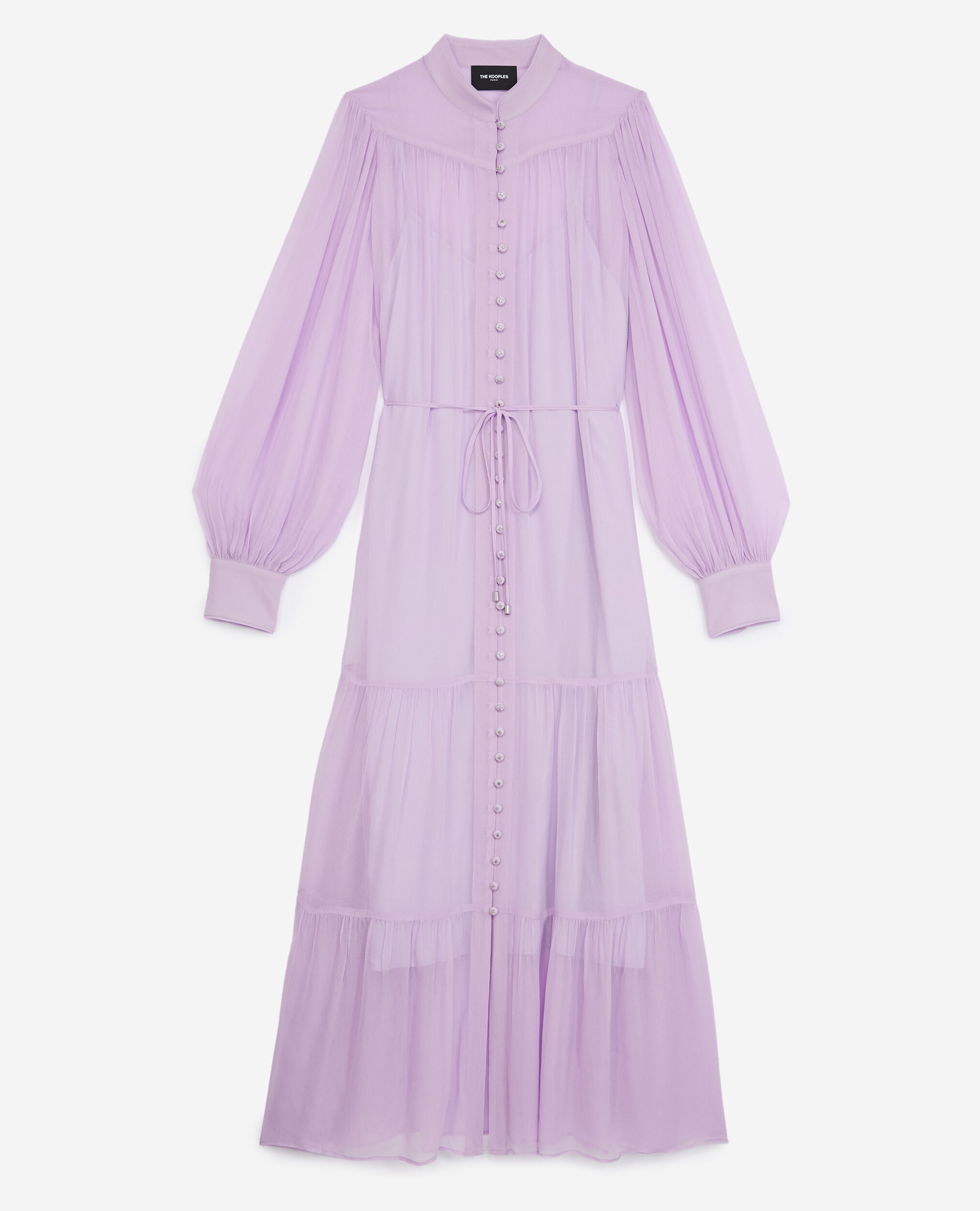 Long purple dress with frills and belt, MAUVE, hi-res image number null