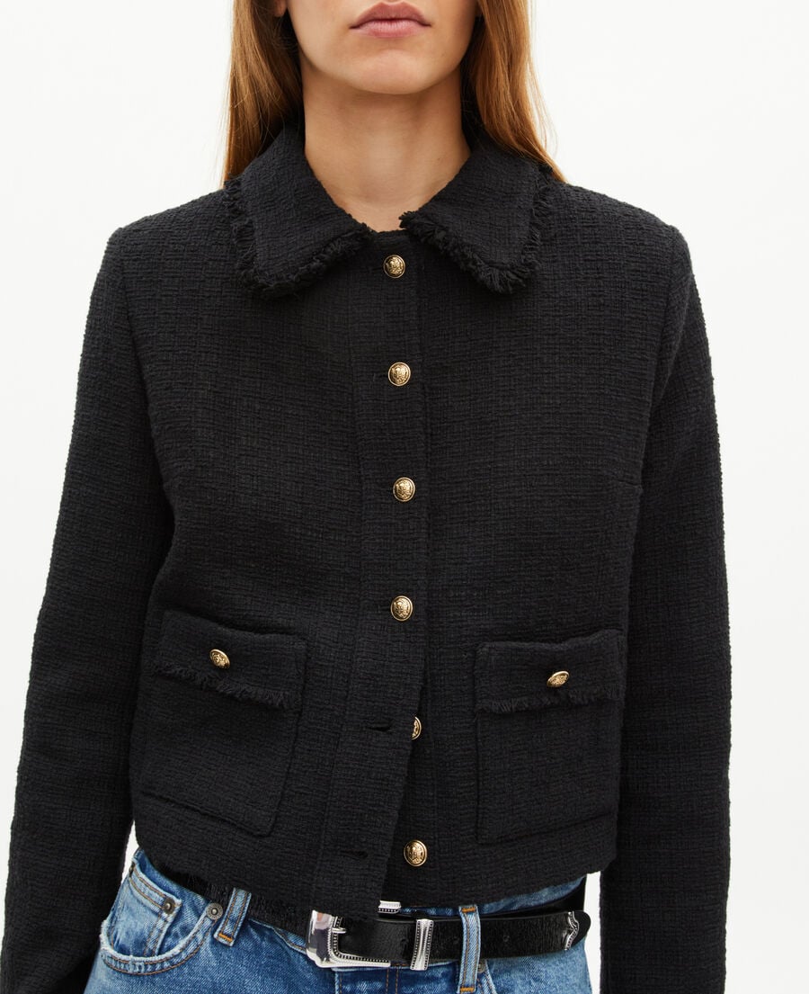 The Kooples FEMME BLACK veste en tweed noire
